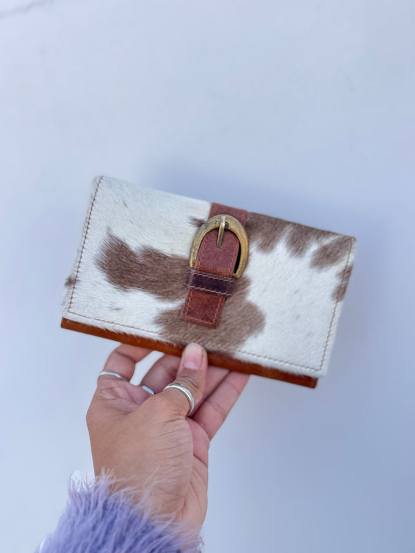 Cowhide Fur Leather Clutch Purse Pouch Wallet Hair on Hide Fur Leather Wallet Gift for Women's