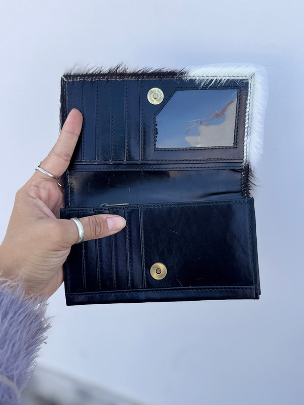 Cowhide Fur Leather Clutch Purse Pouch Wallet Hair on Hide Fur Leather Wallet Gift for Women's