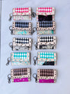 Hair on Hide Metallic Leather New Hand Tooled Checks Design Small Coin Purse Mini Wallet for Women