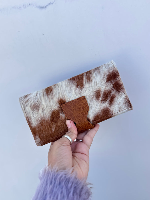 Cowhide Fur Leather Wallet Clutch Hair on Hide Fur Purse Calf Leather Clutch Purse Western Women's Uses Clutch