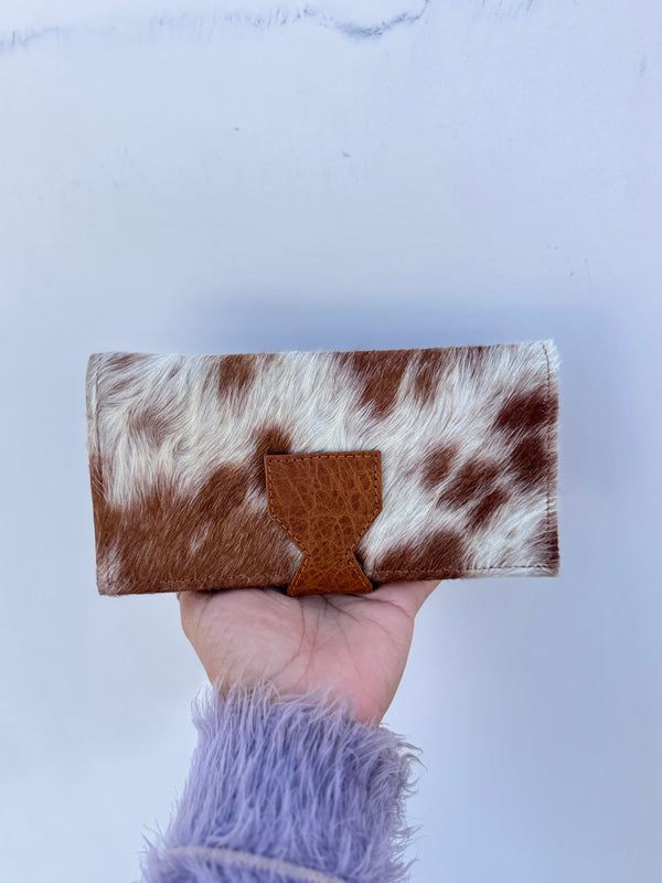 Cowhide Fur Leather Wallet Clutch Hair on Hide Fur Purse Calf Leather Clutch Purse Western Women's Uses Clutch