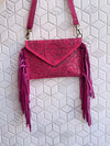 Hand Tooled Fringe Handbag Real Leather Handmade Carving Tooling Sling Bag Western Stylish Bags