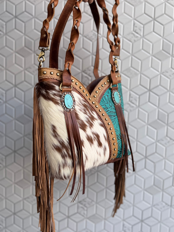 Real Cowhide Leather Tote Bag Stylish Purse Hair On Hide Shoulder Bags For Women