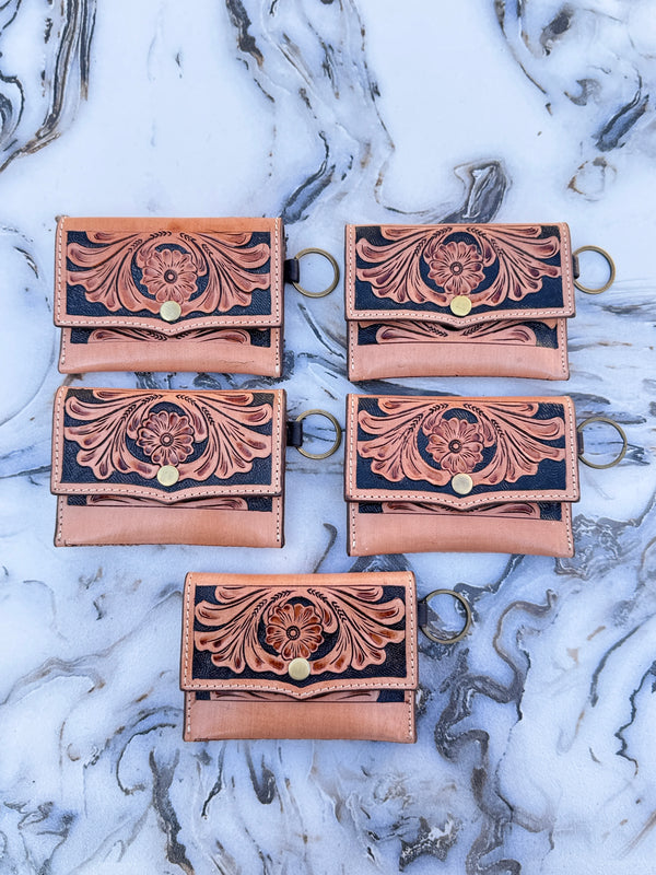 New Designer Hand Tooled Carving Small Size Coin Purse