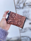 Hand Tooled Carving Coin Purse Western Leather Small Size Wallet for Unisex