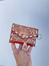 Women's Hand Tooled Carving Leather Coin Purse Stylish Clutch