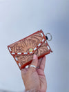 Women's Hand Tooled Carving Leather Coin Purse Stylish Clutch