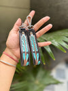 Handmade High Quality Key Chain Hand Tooled Leather Keychain Real Genuine Leather Turquoise Color Keyrings Fashionable Keychains