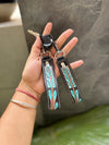 Handmade High Quality Key Chain Hand Tooled Leather Keychain Real Genuine Leather Turquoise Color Keyrings Fashionable Keychains