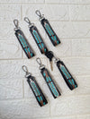Handmade High Quality Key Chain Hand Tooled Leather Keychain Real Genuine Leather Turquoise Color Keyrings Fashionable Keychains