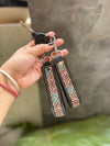 New High Quality Key Chain Hand Tooled Leather Car Keychain Real Genuine Leather Turquoise Color Keyrings Fashionable Keychains