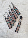 New High Quality Key Chain Hand Tooled Leather Car Keychain Real Genuine Leather Turquoise Color Keyrings Fashionable Keychains