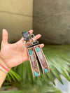 Wholesale New Arrival Key Chain Hand Tooled Leather Keychain Real Genuine Leather Wrist Turquoise Color Fashionable Keyrings