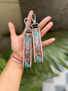 Wholesale New Arrival Key Chain Hand Tooled Leather Keychain Real Genuine Leather Wrist Turquoise Color Fashionable Keyrings