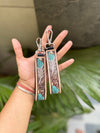 Wholesale New Arrival Key Chain Hand Tooled Leather Keychain Real Genuine Leather Wrist Turquoise Color Fashionable Keyrings