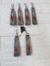Wholesale New Arrival Key Chain Hand Tooled Leather Keychain Real Genuine Leather Wrist Turquoise Color Fashionable Keyrings