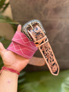 New Premium Quality Handmade Belts Hand Tooled Leather Boot Stich Belts Boho Vintage Pink Colour Trendy Stylish Western Belts