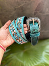 Hot Selling Custom Logo High Quality Hand Tooled Leather Beaded Belts Genuine Leather Luxury Designer Pin Buckle Belts