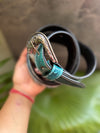 Hot Selling Custom Logo High Quality Hand Tooled Leather Beaded Belts Genuine Leather Luxury Designer Pin Buckle Belts