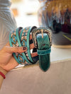 Hot Selling Custom Logo High Quality Hand Tooled Leather Beaded Belts Genuine Leather Luxury Designer Pin Buckle Belts