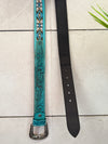 Hot Selling Custom Logo High Quality Hand Tooled Leather Beaded Belts Genuine Leather Luxury Designer Pin Buckle Belts