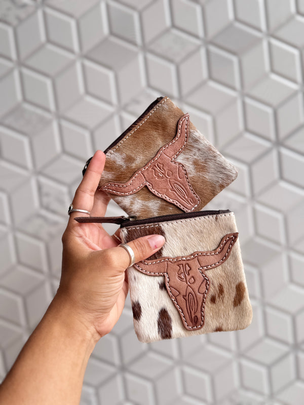 Hair on Hide Leather Coin Purse Designer Wallet Card Holders Genuine Cowhide Leather Mini Pouch