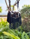 Suede Leather Fringe Handbag Hair on Hide Leather Sling Bag