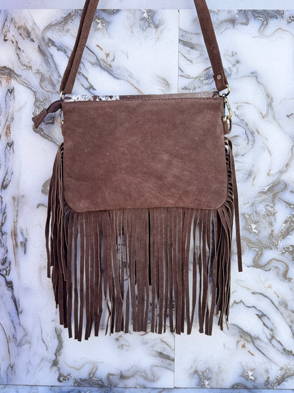 Women's Handbag Suede Leather Fringe Hair on Hide Cross Body Bag (Copy)