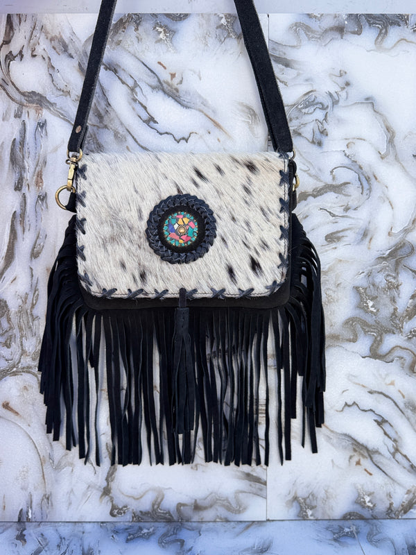 Women's Handbag Suede Leather Fringe Hair on Hide Cross Body Bag (Copy)