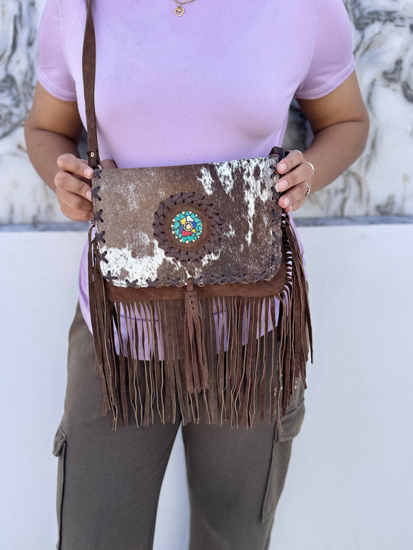 Women's Handbag Suede Leather Fringe Hair on Hide Cross Body Bag (Copy)