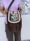 Real Cowhide Fur Leather Fringe Handbags Stylish Leather Sling Bag Bohemian Bags Gypsy Vintage Bag