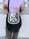 Real Cowhide Fur Leather Fringe Handbags Stylish Leather Sling Bag Bohemian Bags Gypsy Vintage Bag