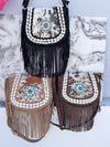 Real Cowhide Fur Leather Fringe Handbags Stylish Leather Sling Bag Bohemian Bags Gypsy Vintage Bag