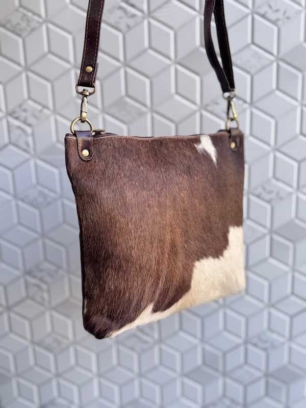 Western Cowhide Leather Handbag Stylish Hair on Hide Handmade Sling Bag