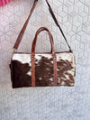 Unique Designer Hair On Hide Leather Luggage Travel Bag Handmade Cowhide Leather Unisex Bag
