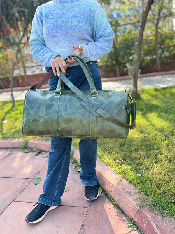 Crunch Leather Luggage Bags Unique Handmade Bag Unisex Travel Bag Big SizeFashionable Duffel Bag