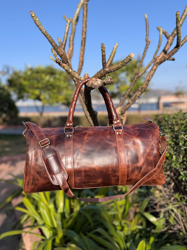 Crunch Leather Luggage Bags Unique Handmade Bag Unisex Travel Bag Big SizeFashionable Duffel Bag