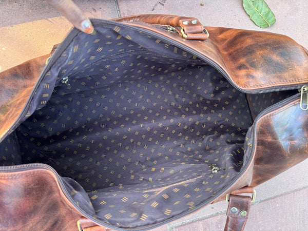 Crunch Leather Luggage Bags Unique Handmade Bag Unisex Travel Bag Big SizeFashionable Duffel Bag