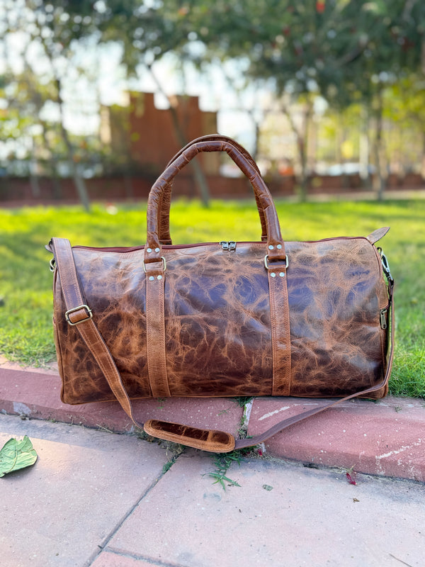 Crunch Leather Luggage Bags Unique Handmade Bag Unisex Travel Bag Big SizeFashionable Duffel Bag