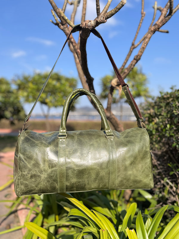 Crunch Leather Luggage Bags Unique Handmade Bag Unisex Travel Bag Big SizeFashionable Duffel Bag