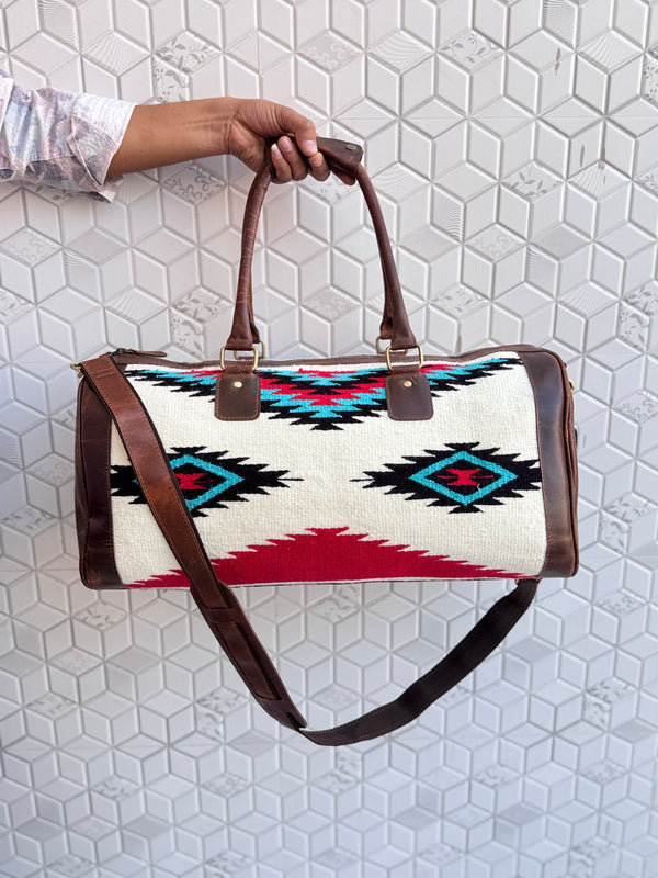 New Arrival Vintage Style Aztec Tooled Leather Duffel Bags Genuine Leather Large Travel Bags (Copy)