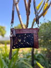 Cowhide Metallic Leather Handbag Carving Hand Tooled Leather Handmade Tassel Boho Sling Bag