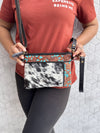 Cowhide Leather Handbag Carving Hand Tooled Leather Tassel Boho Unique Design Sling Bag for Women