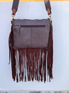 Hand Tooled Carving Leather FringeBag Stylish Purse Cowhide Fur Leather Handbags