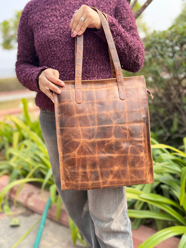 Crunch Leather Handbag Women Leather Shopping Bag Stylish Shoulder Bag Multi Purpose Handbag