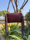 Hand Tooled Leather Fringe Handbag Real Leather Handmade Carving Tooling Sling Bag Stylish Bags for Women