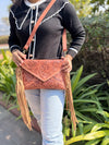 New Arrival Hand Tooled Fringe Handbag Real Leather Handmade Carving Tooling Sling Bag