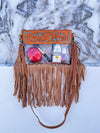 Fringe Transparent Clear Bag Stylish Hand Tooled Carving Leather Purse