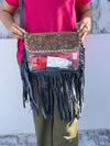 Fringe Transparent Clear Bag Stylish Hand Tooled Carving Leather Purse