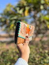 Hand Tooled Carving Clutch Stylish Genuine Leather Cowhide Fur Clutches For Women
